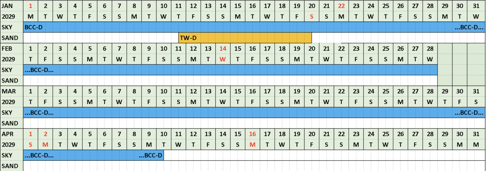 Crescent Beach Bookings Calendar